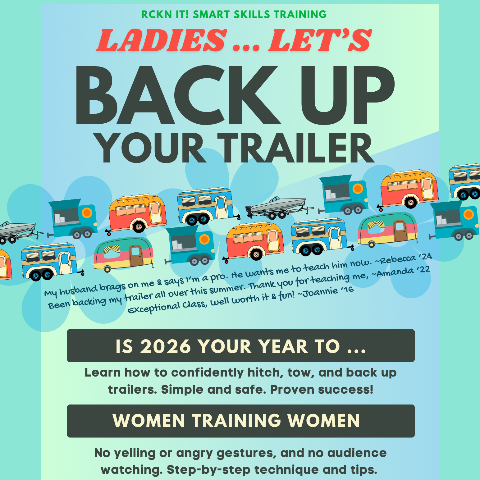 Back Up Hitch & Tow Trailers - In Person Women's Clinic 🛻