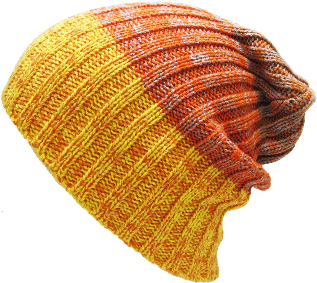Knit Slouchy or Cuffed Beanie - Warm Hat - Orange Shades