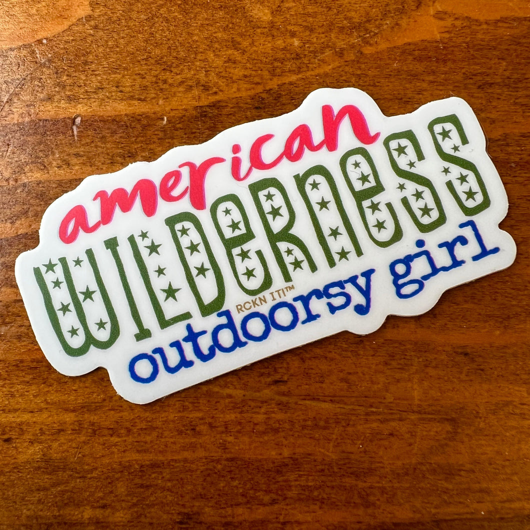 American Wilderness Outdoorsy Girl - Waterproof Vinyl Sticker - Colorful