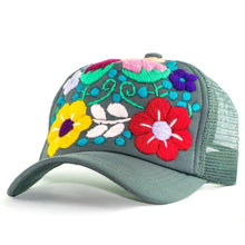 Load image into Gallery viewer, Colorful Spring Trucker Hat - Embroidered Wildflowers - Baseball Cap
