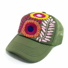 Load image into Gallery viewer, Colorful Spring Trucker Hat - Embroidered Wildflowers - Baseball Cap
