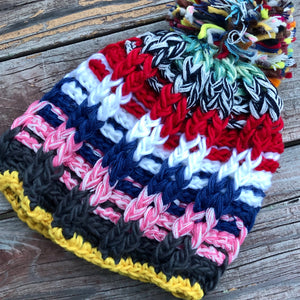 Knit Puff Hat - Womens Winter Stocking - Warm Colorful Stylish