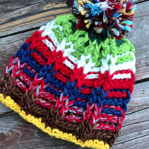 Knit Puff Hat - Womens Winter Stocking - Warm Colorful Stylish